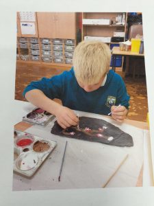 Artwork on slate tiles