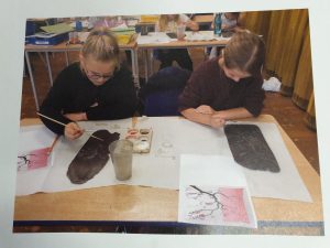 Artwork on slate tiles